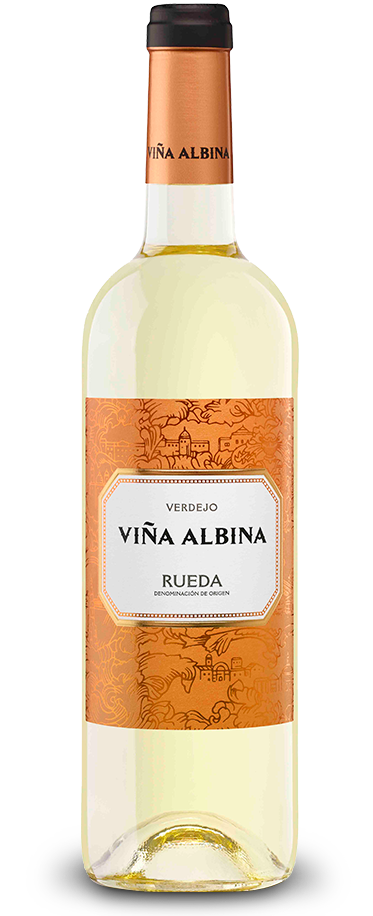 Fotografía de una botella de Viña Albina Verdejo.