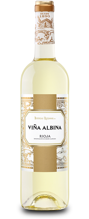 Fotografía de una botella de Viña Albina Blanco.